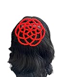 Women KIPPAH Red color Kippah Handmade beaded kippot yarmulke judaica