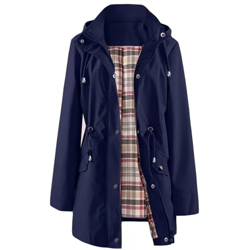 Gabardina larga para mujer con capucha y cinturón impermeable 2