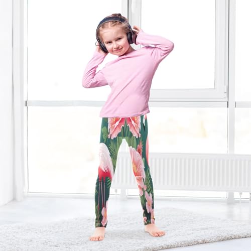 Bolaz Toddler Girls Leggings Printed Yoga Pants Leggings Green Leaves Pink Flamingo for Kids4
