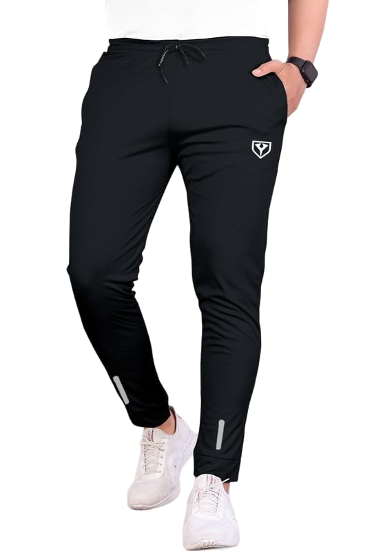 Men's Polyster Track Pant,Stylish Design Comfortable and Versatile Active Wear (Black-L)-picture-20