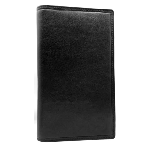 Charmoni - Charmoni - Etui Porte chéquier Talon en Haut - Protection Anti RFID - 2 Volets - 4 emplacements Carte crédit en Cuir Vachette (Cuir Collet Vache, Noir)