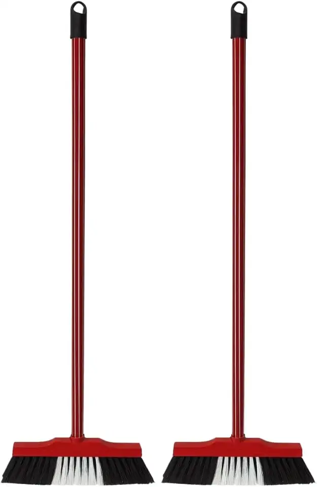 Kit 2 Vassouras de Pelo Sintético 30cm com Cabo e Base de Madeira – Leve, Resistente e Eficiente para Piso Liso – Ideal para Limpeza Doméstica Diária em Cozinha, Sala, Quarto e Ambientes Internos