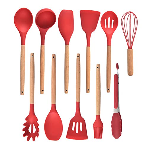 Ustensiles de cuisine en silicone anti-adhésif rouge pour préserver vos poêles - 2