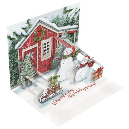Cartes de Noël pop-up LANG Snowman'S Farmhouse vœux 3D hiver