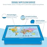 World Map Cushioned Lap Tray Bean Bag Padded Dinner Serving Cushion Laptop Holder Breakfast LapTray Serving Bean Bag TV Bed Soft Cushion Padded Cushioned Use for Living (BLUE) - Image 4