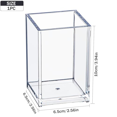 Image of Acrylic Drawer Organizer, Clear 1 Compartment Makeup Organizer Transparent Plastic Makeup Brush Holder Pen Holder Jewelry Accessories Storage Acrylic Square Cube Box,2.5X2.5X3.8 Inches