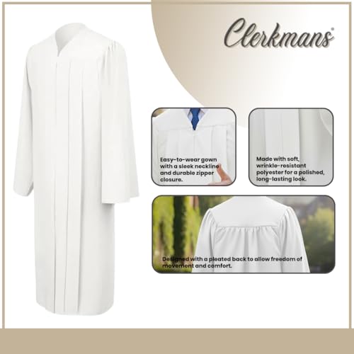 Image of CLERKMANS Unisex Adult Matte Graduation Gown, Choir Robe