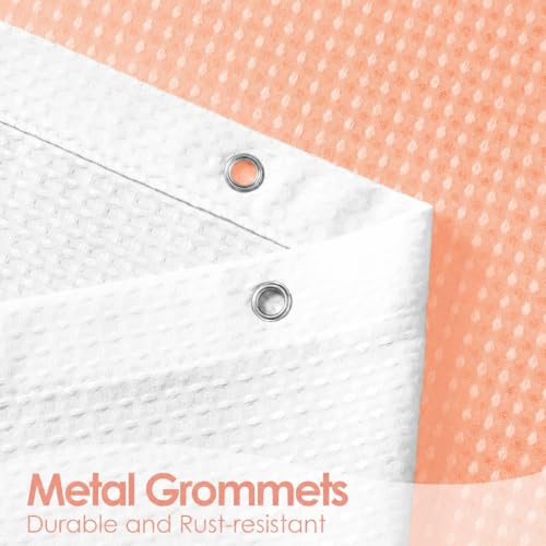 Image of HOMETHREADS Embrace Luxury with Our 6-Feet Long Premium Polyester Shower Curtain with 12 Hooks for a Lavish Bathroom Ambiance | Stylish, Splendid, and Perfectly Sized (White Shade Peach, 180x200cm)