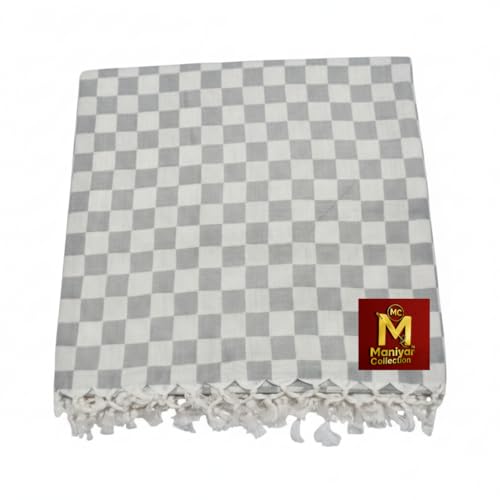 Image of Handloom Bhagalpuri Cotton Silk Mix Dull Andi 3D Checked Chadar - Soft Grey Comforter & Odhnewali Blanket for All-Season Sleeping - (220x125cm - Size)