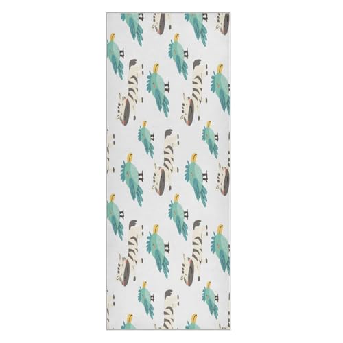pnyoin Cartoon Zebras and Birds Yoga Towel,Hot Yoga Mat Towel with Grip Dots Sweat Absorbent Non-Slip for Hot Yoga, 24