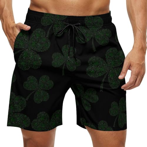 Clover Pot Leaves Mens Swim Trunks Quick Dry Board Shorts Beach Swimwear Bathing Suits