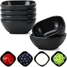 6 Pack Wheat Straw Dipping Bowls, Unbreakable Soy Sauce Dishes 4.5 OZ Small Dessert Bowls, Dipping Sauce Cups Mini Prep Bowls for Side Dish Ketchup Snack BBQ Nuts Condiments Candy Dip Black
