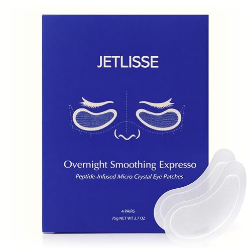JETLISSE Peptide Eye Patches | Dissolving Microneedle Patches with Tri-Hyaluronic Acid | Anti-Wrinkle Under Eye Treatment for Dark Circles Firming & Anti-Aging (4 Pairs; 8 Patches)