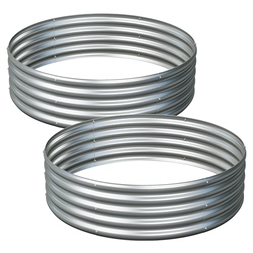 Image of 2Pack 4x4x1ft Galvanized Raised Garden Bed, Planter Raised Garden Beds Outdoor, Round Clearance Raised Garden Beds for Gardening Vegetables