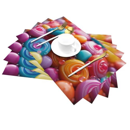Set de table lavable antidérapant PVC tressé - Lot de 6 protections de table cuisine et maison - 6