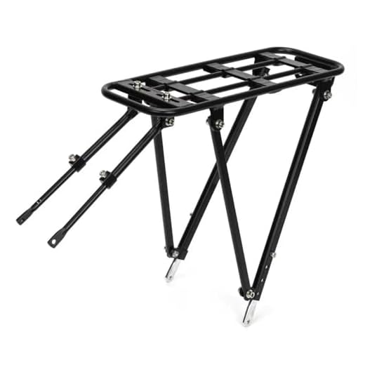 Bike Rear Rack Aluminum: Fits Most 26-29" No Disc Brake & Some Disc Brake Bikes (See The Image Gallery to Check Compatibility), 60lbs Capacity Bike Cargo Rack, Assembly