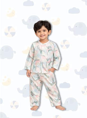Image of 3BROS Kids Pure Cotton Night Suit Set | Boys Girls Printed Sleepwear Shirt & Pajama Clothing Combo | Soft Breathable Night Dress Outfit | Pack of 2