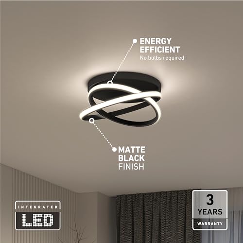 Artika Orbia 32W Integrated LED Flush Mount Modern Ceiling Light Fixture (Black, Flush Mount) by artika - Used condition - Image 8