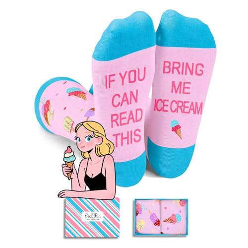 Funny Socks for Teen Girls - Gifts for Mom, Ice Cream Socks Women, Ice Cream Lover Gifts
