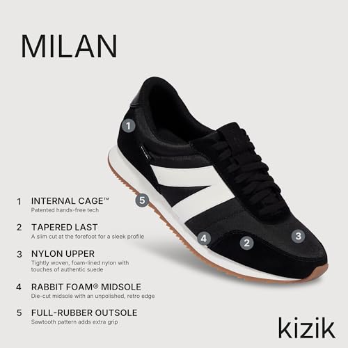 Image of Kizik Slip On Sneakers: Milan - Comfortable, Retro Nylon & Suede, Mens & Womens Walking Shoes with Arch Support, Hands Free Convenience, Wear All-Day