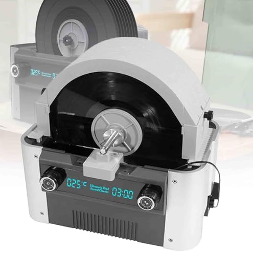 Macchina per la pulizia di dischi in vinile ad ultrasuoni con asciugatura automatica, riscaldatore e timer, kit professionale di pulizia profonda 49 kHz per dischi in vinile