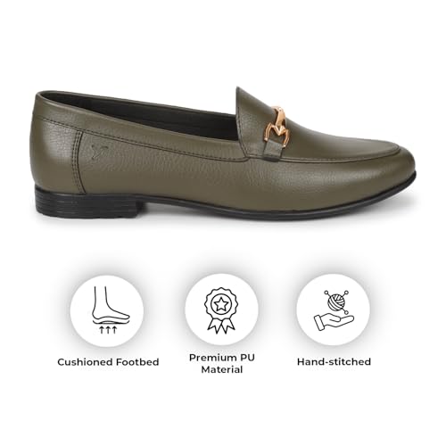 Image of YOHO Bliss Comfortable Slip On Formal Buckle Loafer for Women | Stylish Fashion Moccasins Range | Cushioned Footbed Finish | Flexible and Office Wear Shoe