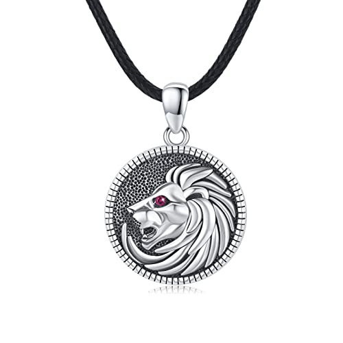Trishula Lion Necklace, 925 Sterling Silver Vintage Lion Head Pendant Gothic Hip Hop Lion Necklace Animal Necklace For Men Women #TOP6