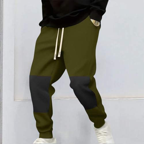 Mens Jogger Pants Casual Elastic Tapered Training Pant Drawstring Waist Patchwork Sweatpants Loose Wide Leg Trousers3