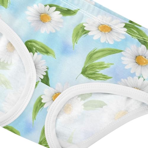 Cartoon Toddler Underwear Floral 2t Cotton Panties Little Girl White Daisies Green Leaves Blue Briefs Undies Kids4