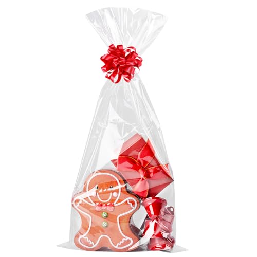 CUDICY Cellophane Bags 20Packs 9x20 Inch Gift Baskets Wrap