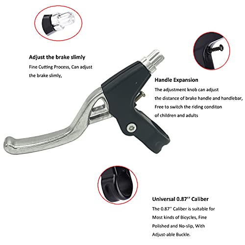 Bnvb 1 Pair Bicycle Brake Levers, 2Pcs Aluminium Alloy Bike Brake Handle Universal 4 Finger 2.2Cm Fits For Most Bicycle, Mtb、Bmx、Road Bike. (Silver) #TOP2