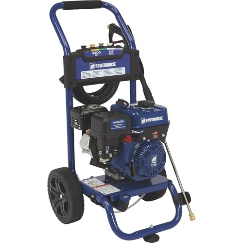 Image of Powerhorse Gas Cold Water Pressure Washer, 3400 PSI, 2.7 GPM, Maintenance-Free Axial Pump, Steel Tube Frame