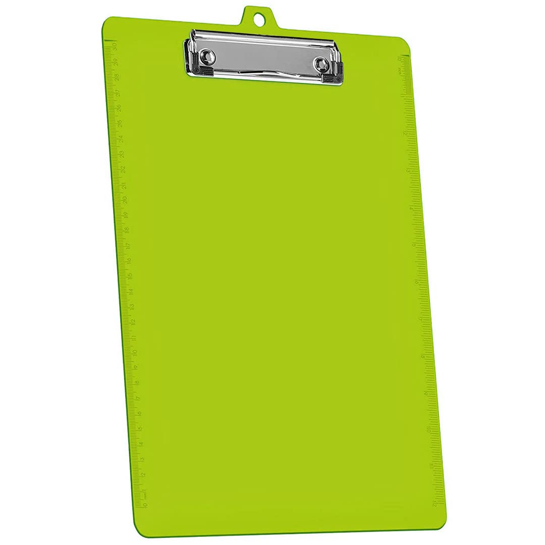 Acrimet Confezione da 3 Cartelline Formato Lettera A4 (34 x 24 cm) con Clip a Basso Profilo e Righelli Laterali, Plastica Resistente per Ufficio, Scuola, Uso Domestico - Colore Verde Acceso
