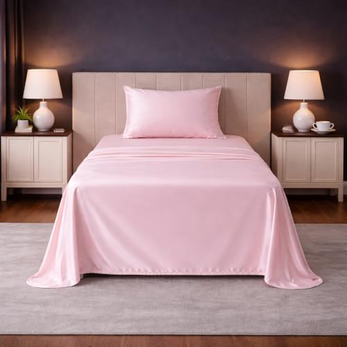 Image of LANE LINEN 100% Cotton Satin Fantasy Bedsheet Single Size - Sepia Rose | OEKO-Tex Certified, 100% Cotton Satin Weave, Gentle on Skin & Hair, Wrinkle-Free, Includes 1 Pillow Cover