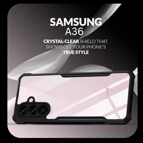 Image of Back Cover Case + Screen Protector for Samsung Galaxy A36 5G | Transparent Black | TPU & PC Anti Yellow Mobile Phone Case Cover for Samsung Galaxy A 36 / A36 5G | 360 Degree Protection