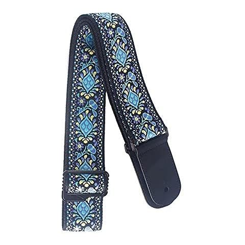 Imelod Vintage Guitar Strap Woven Hippie with Leather Ends and 3 Guitar Picks,Adjustable Length Cover