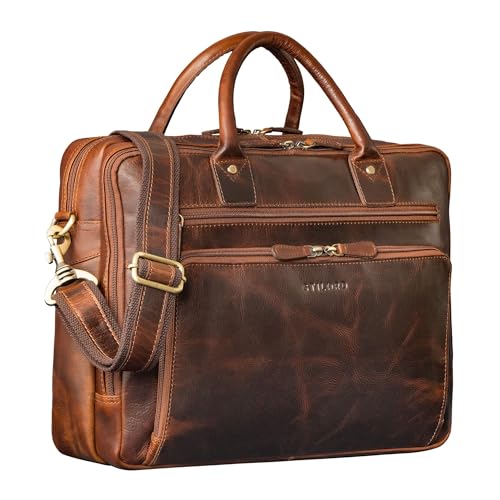 Maletín de piel para ordenador portátil 40,6 cm bolso de negocios A4 con funda de carrito