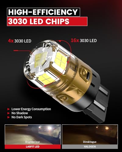 LASFIT 7443 7440 LED Bulbs Reverse Backup Light, 7444 7444na White T20 Daytime Running DRL Parking Lamp L-7440 W21W WY21W 6000K for Automotive Replacement, Plug and Play, Pack of 2 - Image 5