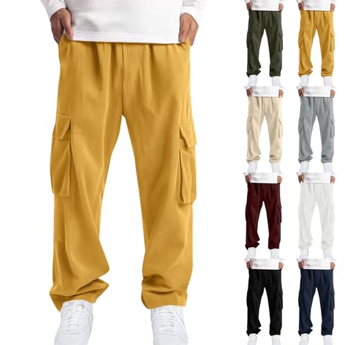 Corduroy Pants Men Lightweight Loose Casual Joggers Baggy Sweatpants Big and Tall Cargo Pants for Men with Pockets