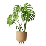 KHG Übertopf Braun rund, Höhe 23,5 cm, Durchmesser 22 cm, Größe M - Blumentopf Sandkornstruktur, wasserfest, Eignung innen, natürlich, Landhaus, Boho, Ethno