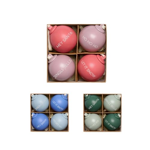 Design Letters Set mit 4 Weihnachtskugeln | Dänisches Design Christmas Decorations | Christbaumkugeln & Baumschmuck | Weihnachten Dekoration | Wiederverwendbare weihnachtsornamente | 60mm