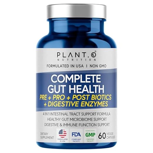 4-in-1 Prebiotic Probiotic & Postbiotic for Women & Men, Complete Gut & Digestive Support Supplement, Pre Post Probiotics & Digestive Enzymes 60 Capsules