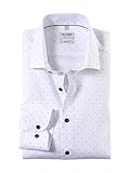 OLYMP Herren Businesshemd Langarm Level Five,Rotationsdruck,Body fit,Modern Kent,Weiss 00,41
