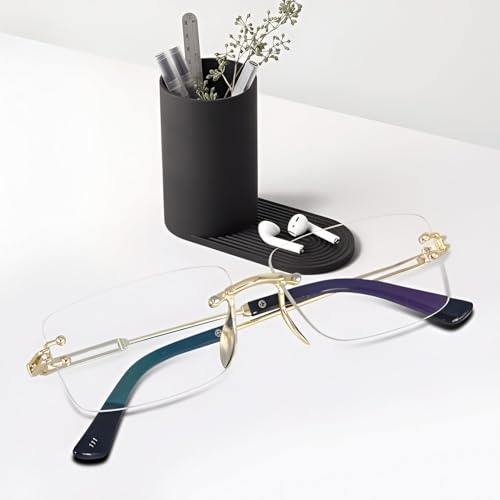 Image of Vintage Rimless Sunglasses Rectangle Frameless Glasses Women Men