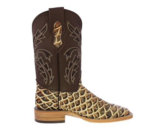 Texas Legacy Mens Sand Cowboy Boots Anaconda Snake Print Leather Square Toe2