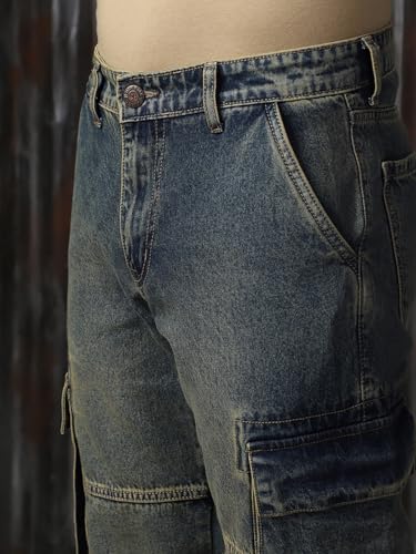 Image of High Star Men Cotton Washed Straight Fit Mid-Rise Regular Jeans