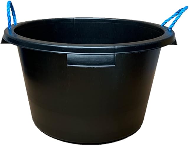 KetoPlastics 65 Litre Black Heavy Duty Plasterers Mixing Cement Muck Water Tub/Bucket Storage Bucket with Rope Handles
