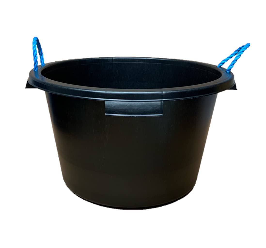 KetoPlastics 65 Litre Black Heavy Duty Plasterers Mixing Cement Muck Water Tub/Bucket Storage Bucket with Rope Handles