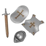 LIGIGWASH Mittelalterliches Kinderspielfeld Schild Rüstung Satz Aus Kunststoff Leicht Und Langlebig Realistische Größe Für Fantasievolles Rollenspiel