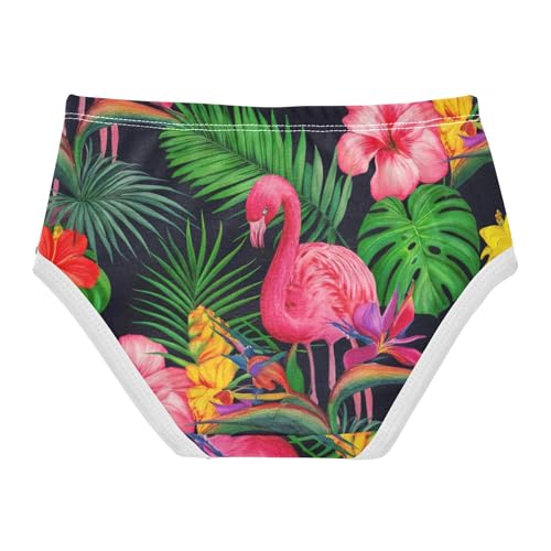 Florals Girls Underwear Toddler 2t Cotton Little Girl Panties Vivid Pink Flamingos Green Leaves Kids Briefs Undies2